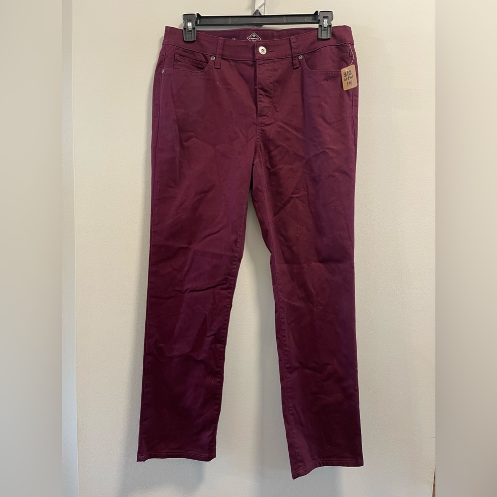 St Johns Bay Straight Leg Women’s Pant Maroon Sz 14